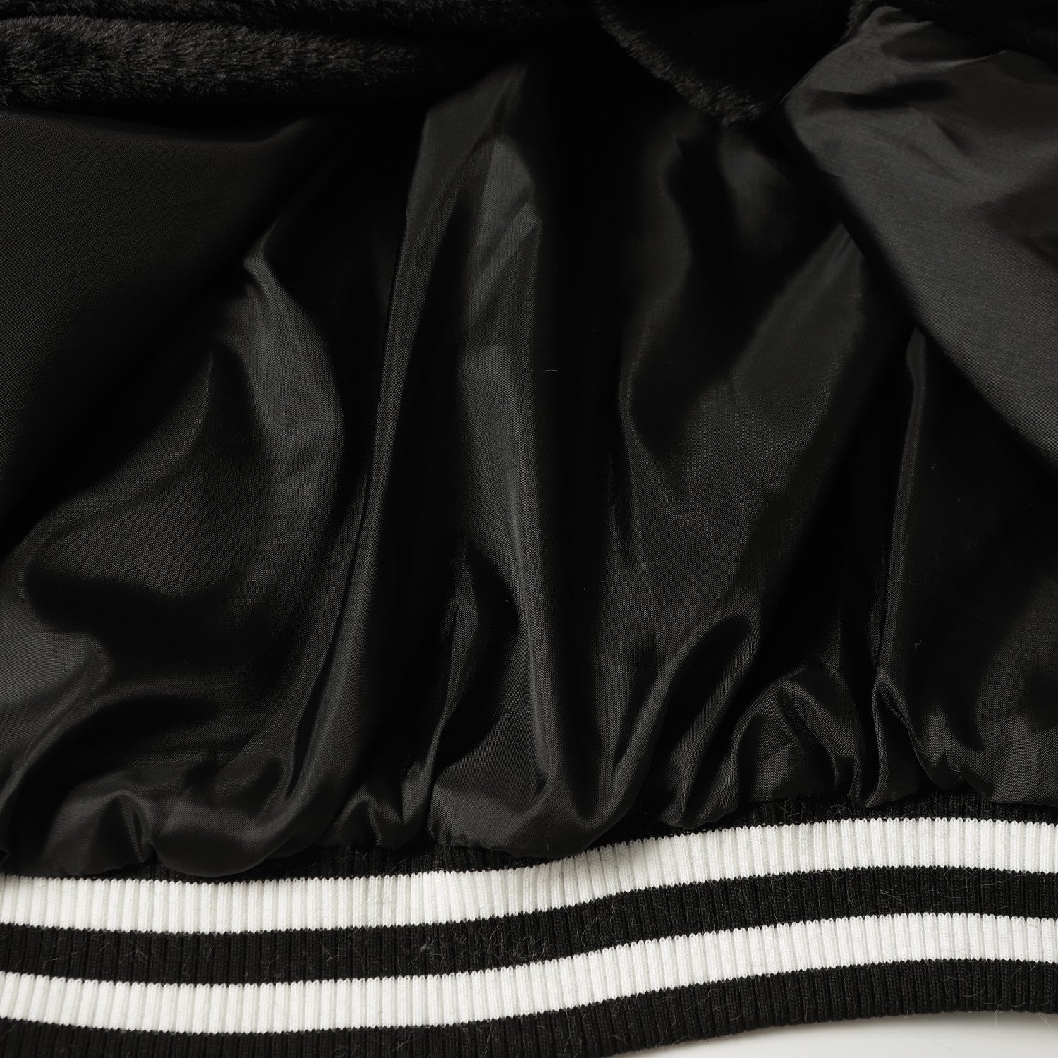 Chrome Hearts Faux Fur Cross Varsity Jacket - Black White Gothic Streetwear 035